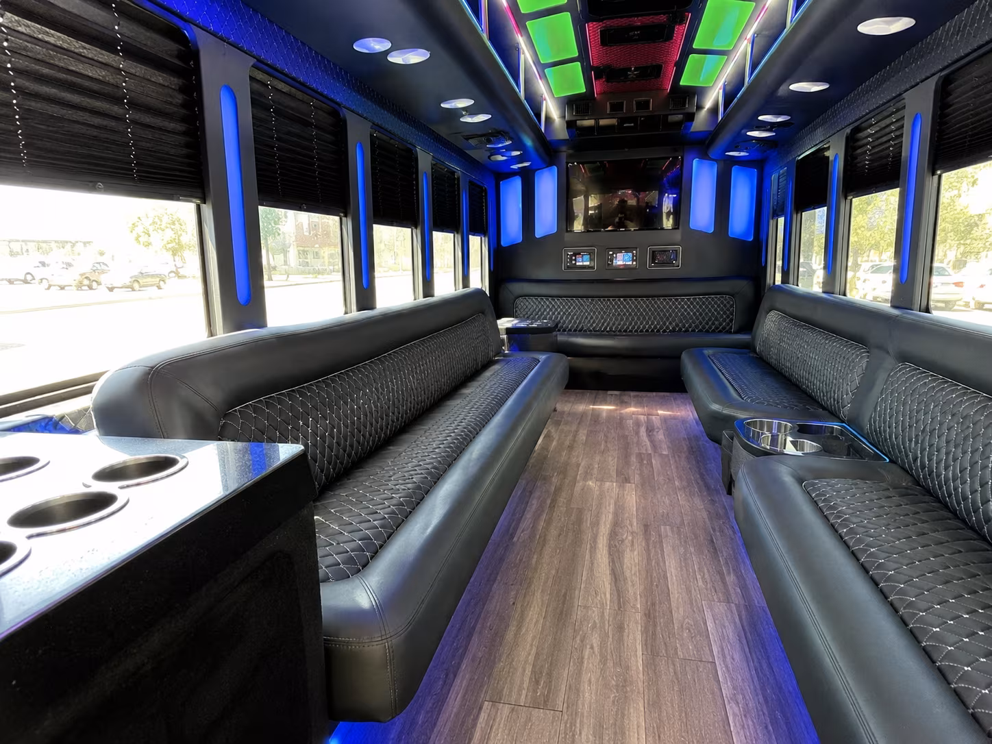 sandy springs 15 passenger party bus inside
