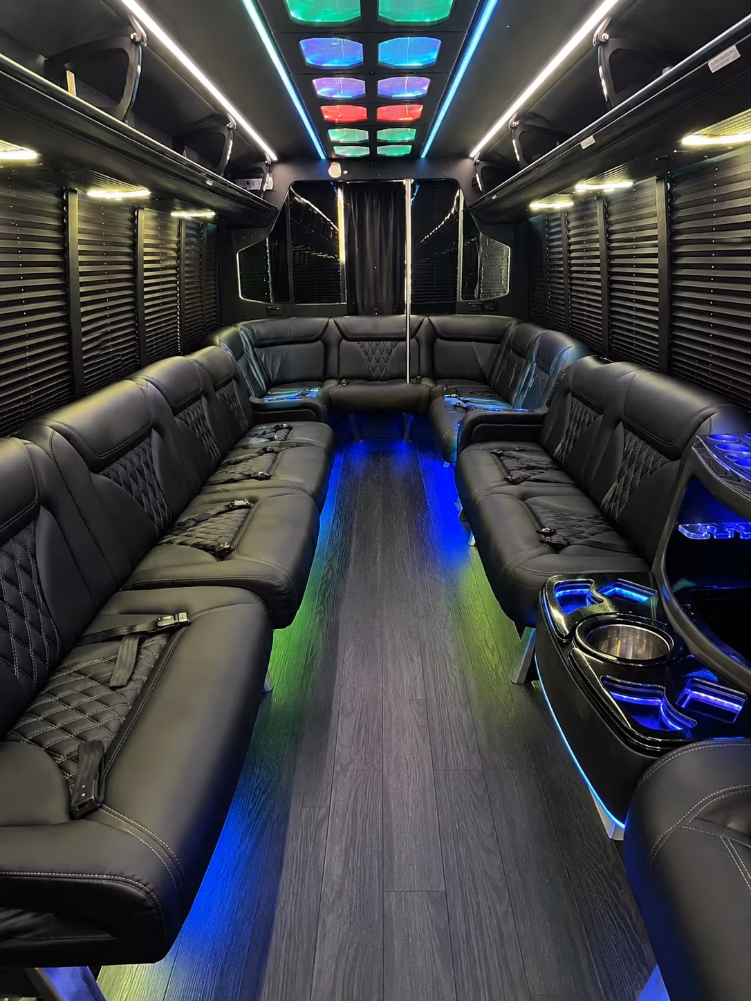 sandy springs 20 passenger party bus interior