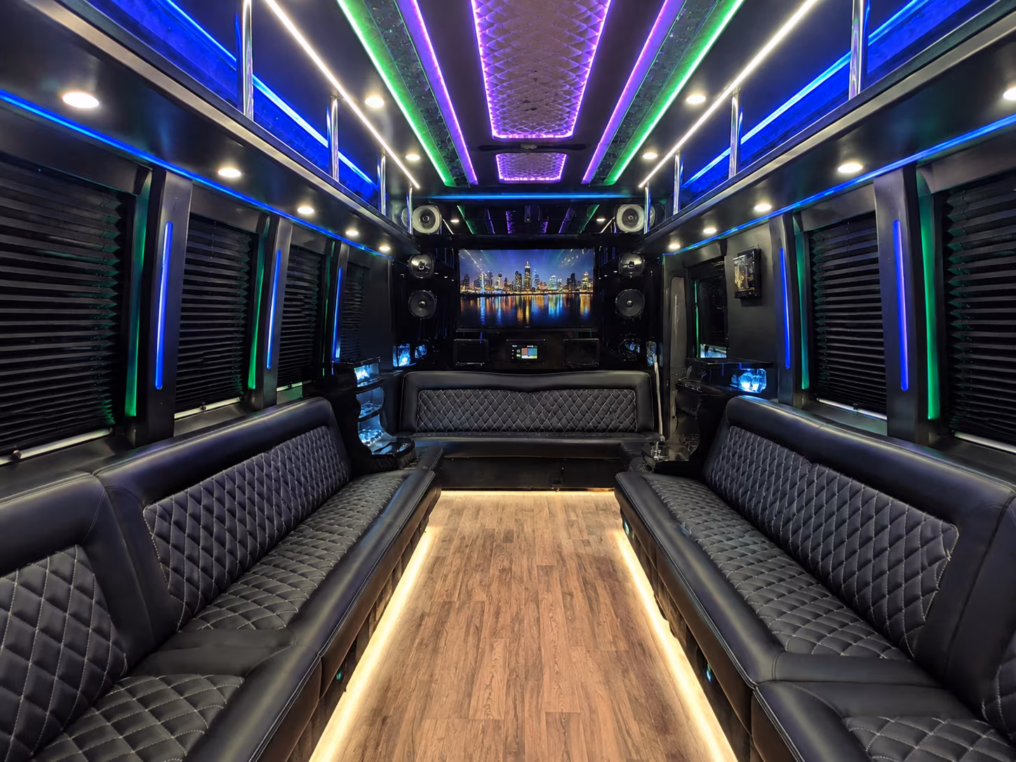 sandy springs 25 passenger party bus interior