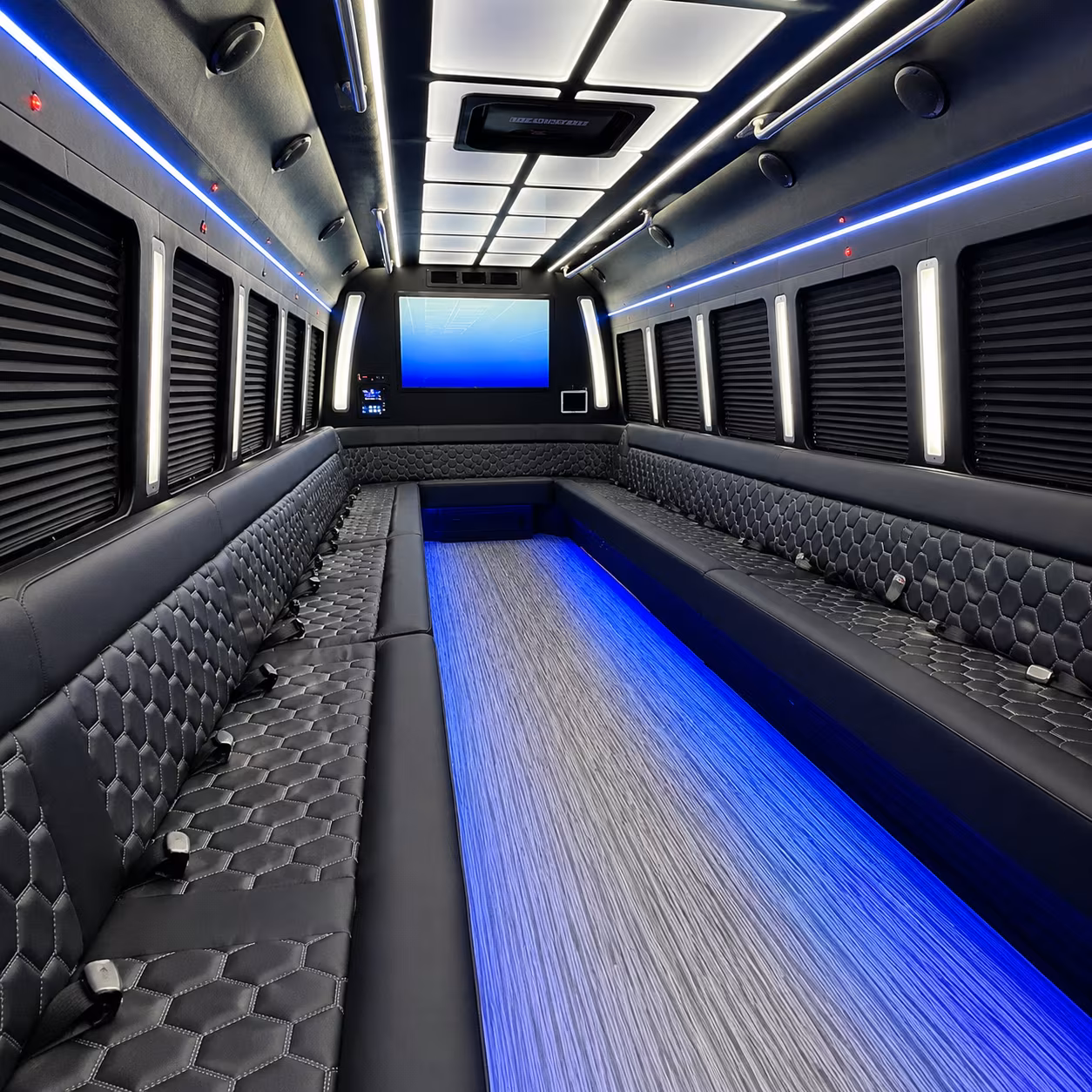 sandy springs 50 passenger party bus inside